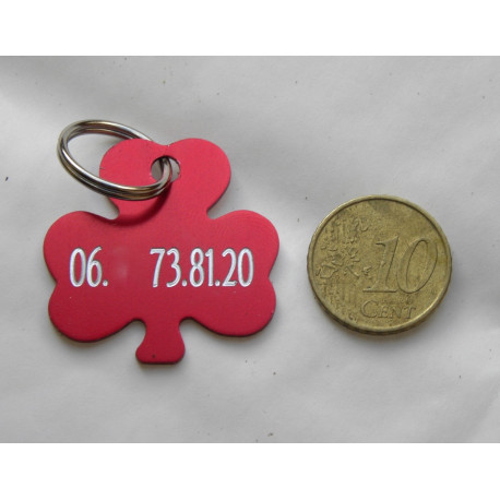 Medaille chien trefle aluminium gravure 2 faces pour chien moyen