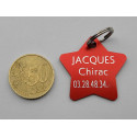 Medaille chien étoile  aluminium gravure 2 faces pour grand chien