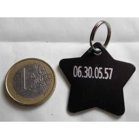 Medaille chien étoile noire aluminium gravure gratuite