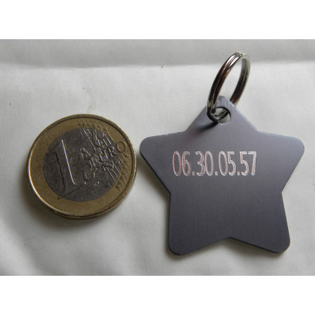 Medaille chien étoile  aluminium gravure 2 faces pour grand chien