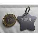 Medaille chien étoile  aluminium gravure 2 faces pour grand chien