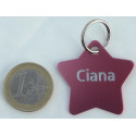 Medaille chien étoile rose aluminium gravure gratuite grand chien