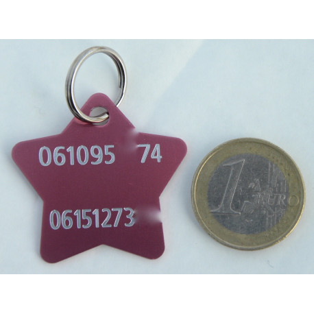 Medaille chien étoile rose aluminium gravure gratuite grand chien