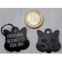 Médaille "TETE DE CHAT" noire pour chat gravure 1 face