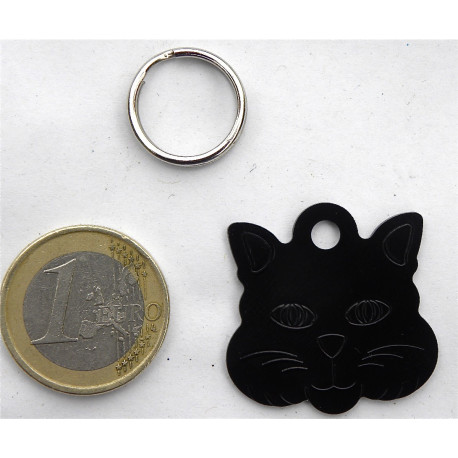 Médaille "TETE DE CHAT" noire pour chat gravure 1 face