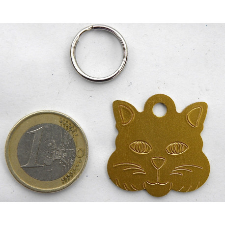 Médaille "TETE DE CHAT" dorée pour chat gravure 1 face