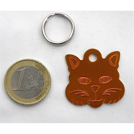Médaille "TETE DE CHAT" orange pour chat gravure 1 face