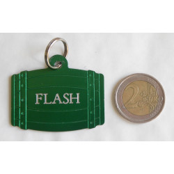 Médaille tonneau verte pour grand chien gravure 1 ou 2 faces