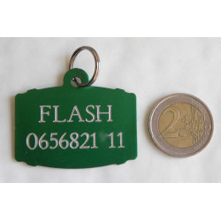 Médaille tonneau verte pour grand chien gravure 1 ou 2 faces 2