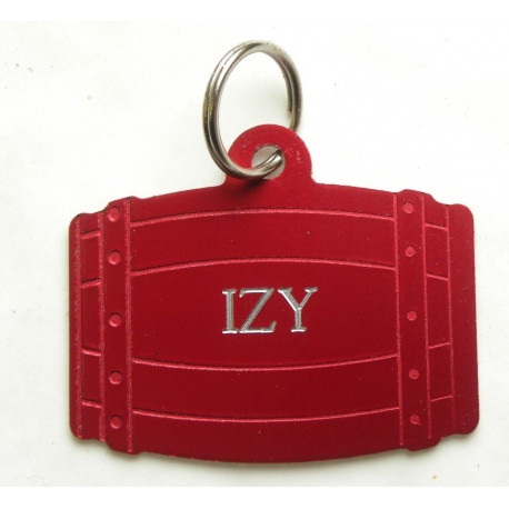 Médaille tonneau rouge pour grand chien gravure 1 ou 2 faces