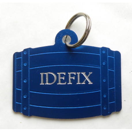 Médaille tonneau bleu pour grand chien gravure 1 ou 2 faces
