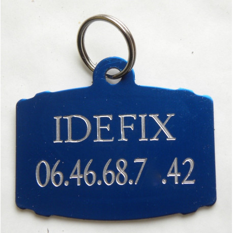 Médaille tonneau bleu pour grand chien gravure 1 ou 2 faces