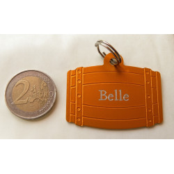 Médaille tonneau orange pour grand chien gravure 1 ou 2 faces