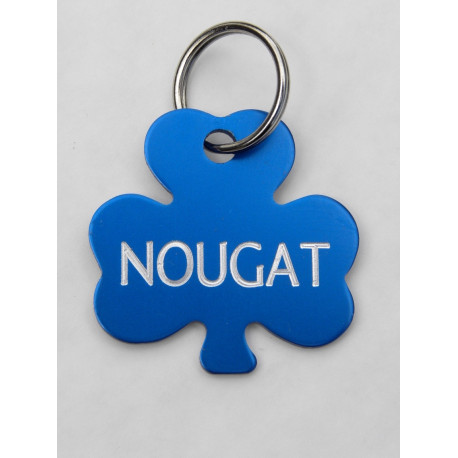 Médaille chien moyen trefle bleu gravure 1 ou 2 faces