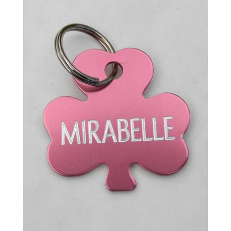 Médaille chien moyen trefle rose gravure 1 ou 2 faces