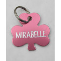 Médaille chien moyen trefle rose gravure 1 ou 2 faces