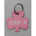 Médaille chien moyen trefle rose gravure 1 ou 2 faces