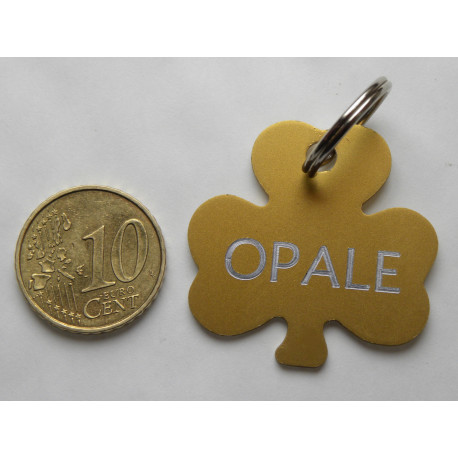 Médaille chien moyen trefle dorée gravure 1 ou 2 faces
