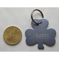 Médaillon chien trefle aluminium gravure 2 faces pour moyen chien 2