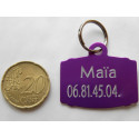 Médaille tonneau violette pour chien moyen gravure 2 faces