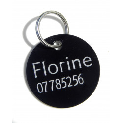Médaille gravée noire pour Chien personnalisable gravure 1 ou 2 faces Ft 32 mm