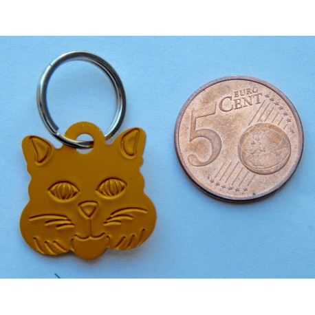 Médaille "tete de chat" orange pour Chaton personnalisable gravure 1 face ft 22x22 mm