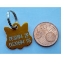 Médaille "tete de chat" orange pour Chaton personnalisable gravure 1 face ft 22x22 mm
