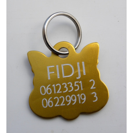 Médaille "TETE DE CHAT" dorée pour chat gravure 1 face