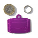 Médaille tonneau violette pour grand chien gravure 1 ou 2 faces