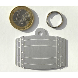 Médaille tonneau argentée pour grand chien gravure 1 ou 2 faces
