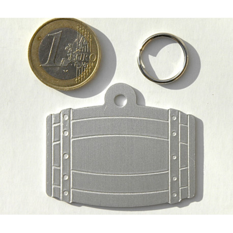Médaille tonneau argentée pour grand chien gravure 1 ou 2 faces