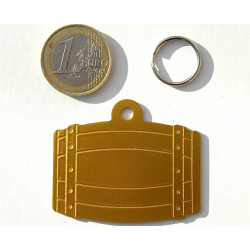 Médaille tonneau dorée pour grand chien gravure 1 ou 2 faces