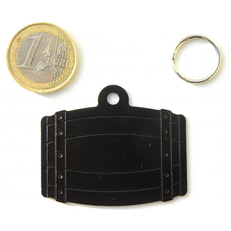 Médaille tonneau noire pour grand chien gravure 1 ou 2 faces
