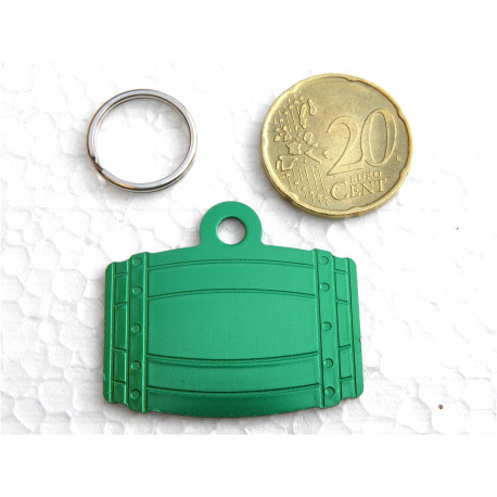 Médaille tonneau verte pour chien moyen gravure 2 faces