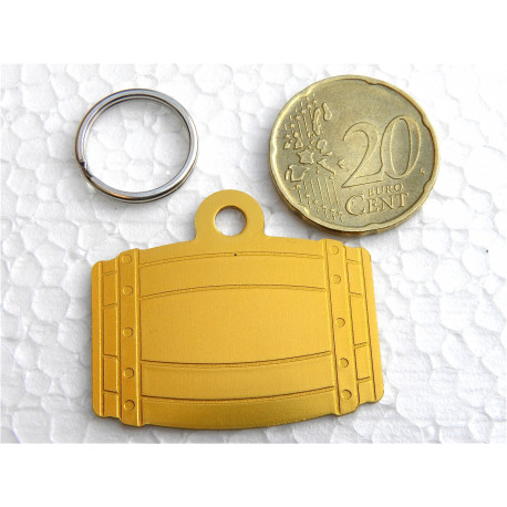 Médaille tonneau dorée pour chien moyen gravure 2 faces