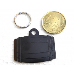 Médaille tonneau noire pour chien moyen gravure 2 faces