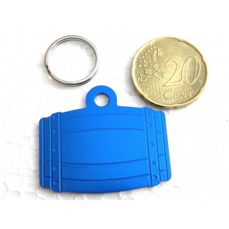 Médaille tonneau bleu pour chien moyen gravure 2 faces