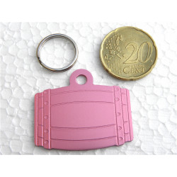 Médaille tonneau rose pour chien moyen gravure 2 faces