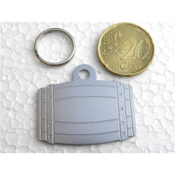 Médaille tonneau argentée pour chien moyen gravure 2 faces