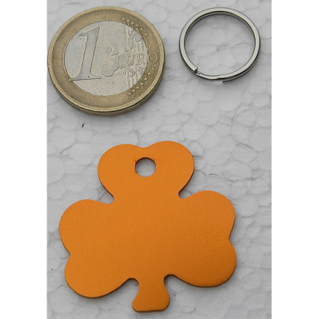 Médaille chien moyen Trefle orange gravure 1 ou 2 faces
