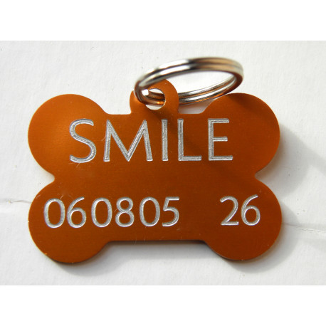 Médaille "os" orange pour chien moyen gravure 1 ou 2 faces