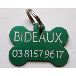 Medaillon chien os aluminium gravure 2 faces gratuite chien moyen