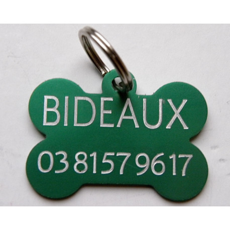 Medaillon chien os aluminium gravure 2 faces gratuite chien moyen