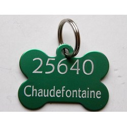 Medaillon chien os aluminium gravure 2 faces gratuite chien moyen 2
