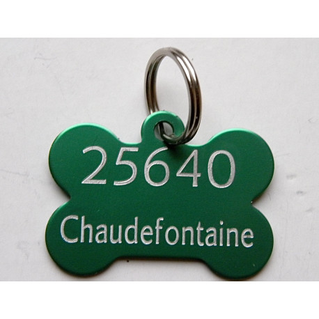 Medaillon chien os aluminium gravure 2 faces gratuite chien moyen