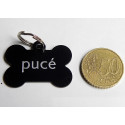 Médaille "os" noir pour chien moyen gravure 1 ou 2 faces