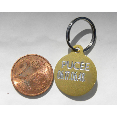 Médaille ronde 19 mm dorée pour Chaton, Chiot gravure 2 faces