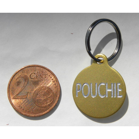 Médaille ronde 19 mm dorée pour Chaton, Chiot gravure 2 faces