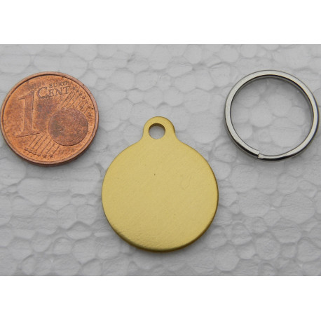 Médaille ronde 19 mm dorée pour Chaton, Chiot gravure 2 faces