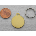 Médaille ronde 19 mm dorée pour Chaton, Chiot gravure 2 faces